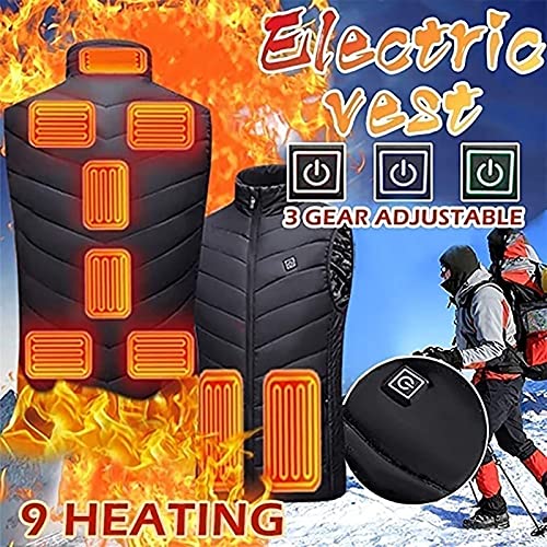 ZHZHUANG Chaleco Calentado con Chaleco Caliente, Chaleco Climatizado Eléctrico Usb, Chaleco Cálido Ligero, Chaleco Caliente, Chaleco, Lavable para Acampar Al Aire Libre Senderismo/Negro/5Xl