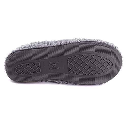 ZIZOR Zapatillas de piel sintética para mujer con espuma viscoelástica acogedora, zapatos de casa para interiores o exteriores, gris (gris), 38 EU