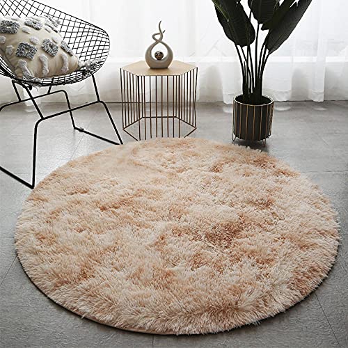 ZJXSNEH Alfombras de Redondas mullidas para la Sala de Estar Decoración para el hogar Dormitorio Kid Sitio de la habitación Estera salón Grueso Pila del Pila Cojín de Silla-Beige h Φ200cm