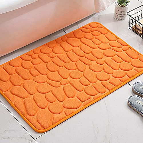 ZJXSNEH Cuarto de baño en Relieve 3D Matera de baño Alfombras de Aseo Entrada Entrada Felea para baño Sólido Color Memoria Piso de Espuma Alfombras en el baño-Vital Naranja l 40x60cm