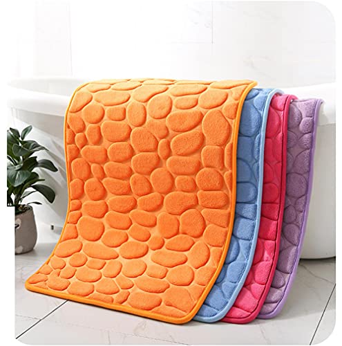 ZJXSNEH Cuarto de baño en Relieve 3D Matera de baño Alfombras de Aseo Entrada Entrada Felea para baño Sólido Color Memoria Piso de Espuma Alfombras en el baño-Vital Naranja l 40x60cm