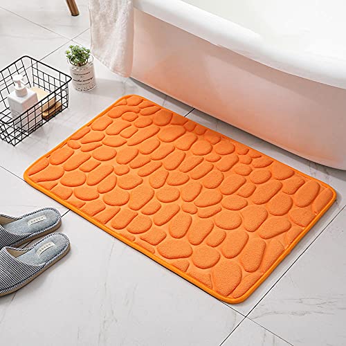 ZJXSNEH Cuarto de baño en Relieve 3D Matera de baño Alfombras de Aseo Entrada Entrada Felea para baño Sólido Color Memoria Piso de Espuma Alfombras en el baño-Vital Naranja l 40x60cm