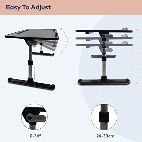 ZOLDA Mesa Plegable para Cama & Sofa - Premium Soporte Portatil Multifunción. Bandeja para Cama, Sofá, Suelo o como Escritorio de Pie Transportable (Negro y Aluminio)