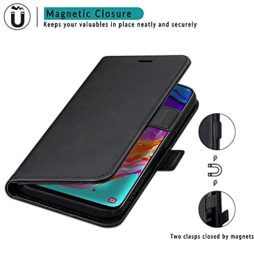 ZONNAVI Funda para Samsung Galaxy A70 / Galaxy A70S, Funda Libro de PU Cuero con Soporte y Ranura para Tarjeta, Billetera Flip Cover Magnético Carcasa para Samsung Galaxy A70 / Galaxy A70S (Negro)