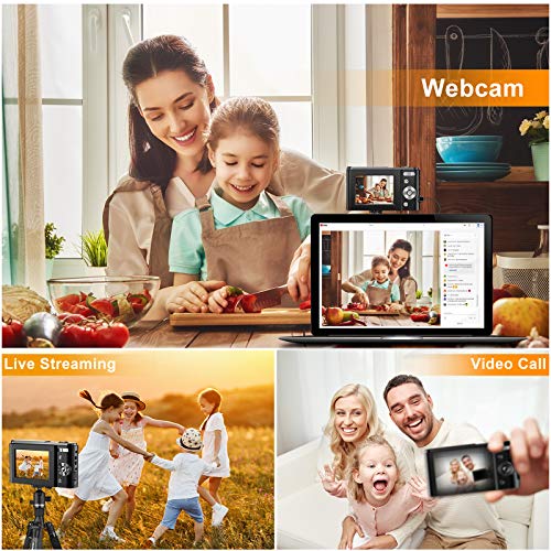 ZORNIK 1080P Cámaras Digitales, Cámara Compacta 2.4 Pulgadas LCD Recargable HD 36 Megapíxeles Zoom Digital 16x, Estudiantes para Adultos/Mayores/Niños (Negro-1080P)