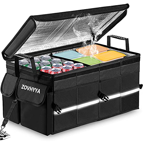 ZOVHYYA Organizador Maletero Coche 68L Bolsa para Baúl Coche Caja Almacenamiento Coche Impermeable Portátil Plegable Térmica y Fresco con 2 Asas y Cuerdas de Fijación Uso Casero Camping al Aire libre