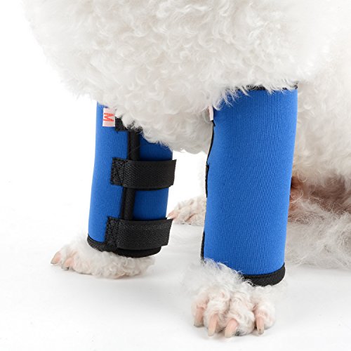 Zunea Dog Canine Pierna Delantera Wrap Protector 2Pack Pet Compression Sleeve Protector Soporte de muñeca Ajustable para Herida Esguince Curación, pérdida de Estabilidad causada por Artritis Azul S