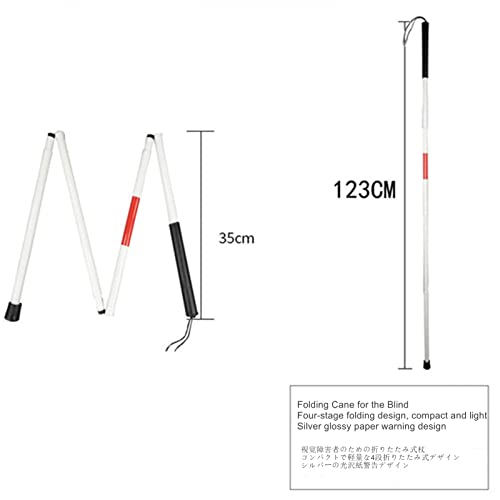 ZXMD Bastón para Ciegos Bastón Plegable De Aluminio Bastón para Ciego Plegable Reflectante De 4 Secciones / 5 Secciones 120cm