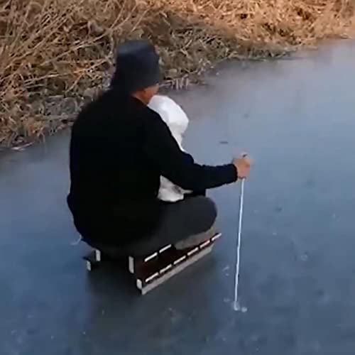 ZXNQ Niños/Adultos Trineo de Madera con Asiento/Cono de Hielo,A