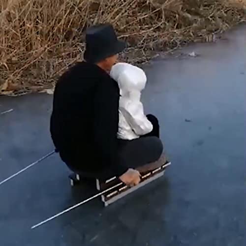 ZXNQ Niños/Adultos Trineo de Madera con Asiento/Cono de Hielo,A