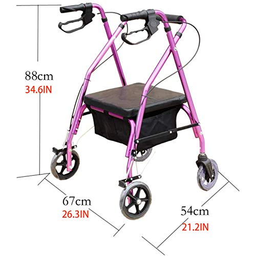 ZYQDRZ Carrito De La Compra Multifuncional, Carro De Almacenamiento De Cocina, Carrito De La Compra Antiguo, Caminante De Cuatro Ruedas con Asiento, Freno, Caminando Carro para Ancianos