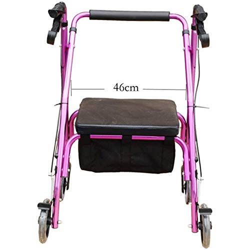 ZYQDRZ Carrito De La Compra Multifuncional, Carro De Almacenamiento De Cocina, Carrito De La Compra Antiguo, Caminante De Cuatro Ruedas con Asiento, Freno, Caminando Carro para Ancianos