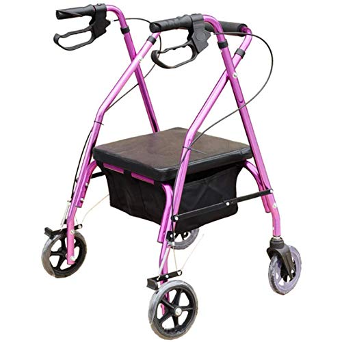 ZYQDRZ Carrito De La Compra Multifuncional, Carro De Almacenamiento De Cocina, Carrito De La Compra Antiguo, Caminante De Cuatro Ruedas con Asiento, Freno, Caminando Carro para Ancianos