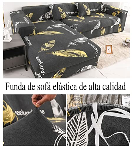 ZZDXW Funda De Sofá Chaise Longue Beige Gris Liso Seccionales Elastica En Forma De L Cubre Sofá Tipo L Cubiertas Derecha Izquierdo 1 2 3 4 Plazas Fundas Protector para Sofás Gatos Perro