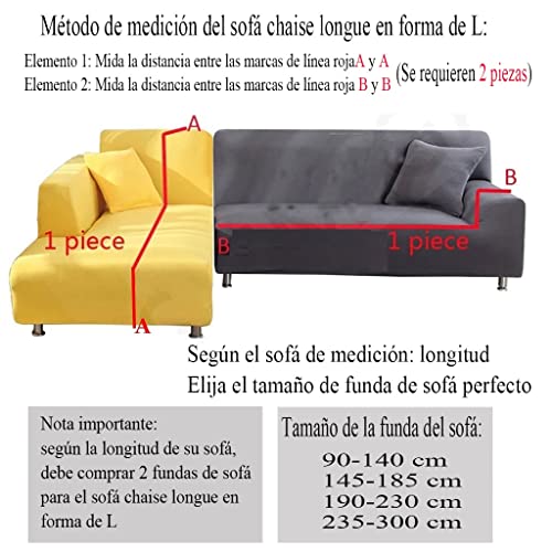 ZZDXW Funda De Sofá Chaise Longue Beige Gris Liso Seccionales Elastica En Forma De L Cubre Sofá Tipo L Cubiertas Derecha Izquierdo 1 2 3 4 Plazas Fundas Protector para Sofás Gatos Perro