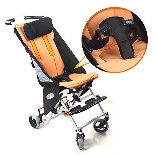 ZZYYZZ Silla de Ruedas pediátrica Plegable para niños, Asiento de 12"de Ancho, Carrito Ligero de Aluminio para niños con reposacabezas