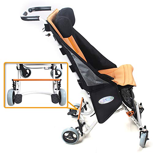 ZZYYZZ Silla de Ruedas pediátrica Plegable para niños, Asiento de 12"de Ancho, Carrito Ligero de Aluminio para niños con reposacabezas