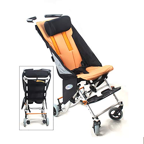 ZZYYZZ Silla de Ruedas pediátrica Plegable para niños, Asiento de 12"de Ancho, Carrito Ligero de Aluminio para niños con reposacabezas