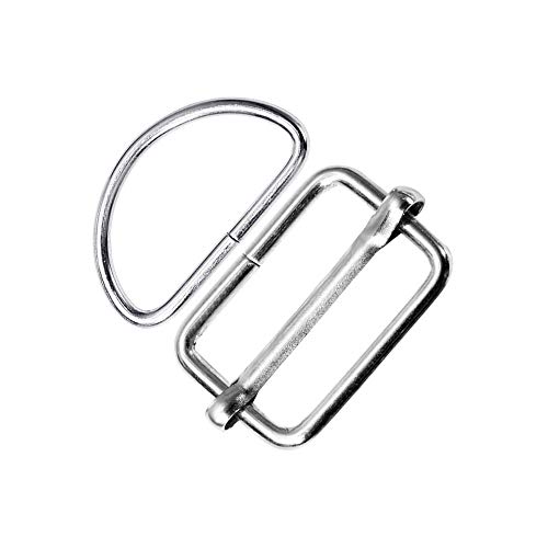 100 Piezas Hebillas Metal Tri-glide Ajustan Deslizante Metal Ajustable Anillas en D Plateadas Slide Hebilla Correa para Hacer Bolso de Mano, Mochila, Bolsa de Equipaje, Plata