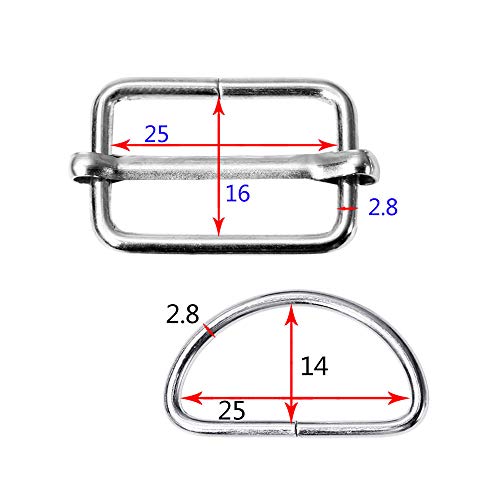 100 Piezas Hebillas Metal Tri-glide Ajustan Deslizante Metal Ajustable Anillas en D Plateadas Slide Hebilla Correa para Hacer Bolso de Mano, Mochila, Bolsa de Equipaje, Plata