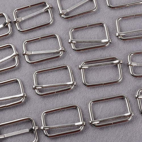 100 Piezas Hebillas Metal Tri-glide Ajustan Deslizante Metal Ajustable Anillas en D Plateadas Slide Hebilla Correa para Hacer Bolso de Mano, Mochila, Bolsa de Equipaje, Plata