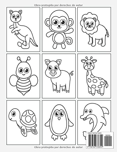 101 Animales - Mi primer libro para colorear: A partir de 1 año | Libro de dibujar para niños y niñas