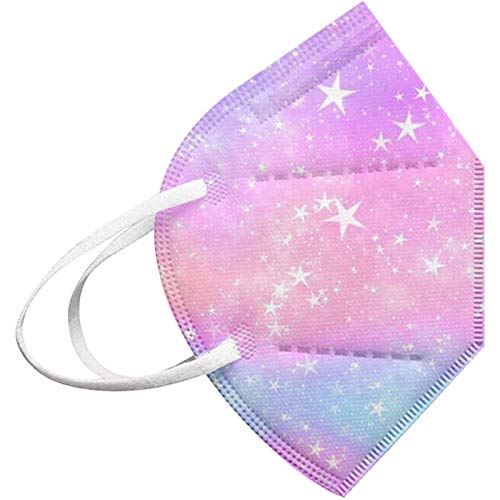 10/25/50/100 Unidades Unisex Niños Desechables Infantil de Filtro de Elásticos Bufanda Moda Universal 5 Capa Elástico Earloop Neckerchief Chal Bandanas Para 2-10 años-原文 Estrellas moradas (50 Piezas)