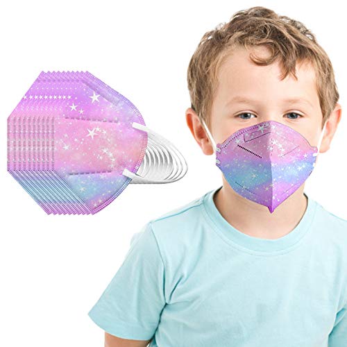 10/25/50/100 Unidades Unisex Niños Desechables Infantil de Filtro de Elásticos Bufanda Moda Universal 5 Capa Elástico Earloop Neckerchief Chal Bandanas Para 2-10 años-原文 Estrellas moradas (50 Piezas)