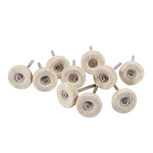 10PCS 25MM Ruedas de pulido de lana pulidoras Fieltro Pulido Amoladora Cepillos de rueda Taladro de pulido con mango para herramienta rotativa