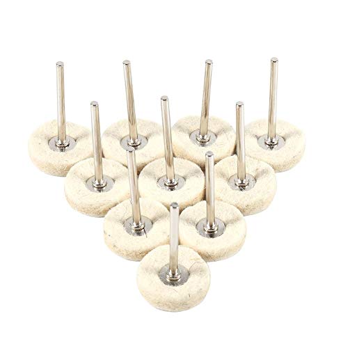 10PCS 25MM Ruedas de pulido de lana pulidoras Fieltro Pulido Amoladora Cepillos de rueda Taladro de pulido con mango para herramienta rotativa