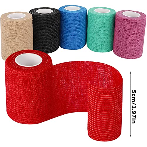 12 Rollos Vendajes Deportivos Autoadhesivos, Vendajes Elástico Adhesivo, Vendaje Neuromuscular, Kinesiology Tape, Cinta de Primeros Auxilios, para Deportes, Esguinces de Muñeca y Tobillo, Mascotas