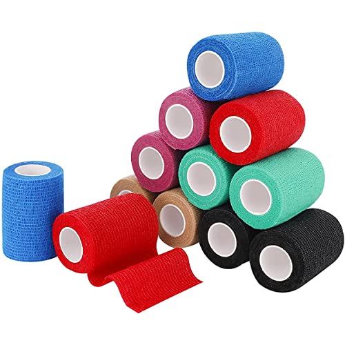 12 Rollos Vendajes Deportivos Autoadhesivos, Vendajes Elástico Adhesivo, Vendaje Neuromuscular, Kinesiology Tape, Cinta de Primeros Auxilios, para Deportes, Esguinces de Muñeca y Tobillo, Mascotas