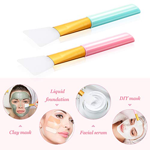 2 Cepillo de Mascarilla Facial de Silicona Raspador Cosmético sin Pelo Aplicador de Barro Facial Cepillo de Mezcla Herramienta de Belleza de Maquillaje para Máscara de Ojos DIY, Cuidado de Piel