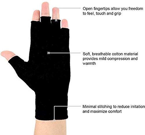 2 pares de guantes de artritis, guantes de compresión de apoyo y calor para manos, alivian el dolor de la reumatoide, la osteoartritis, el RSI, el túnel carpiano, la tendinitis