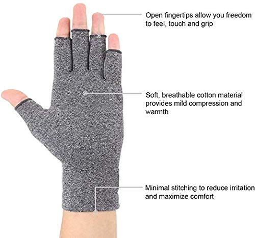 2 pares de guantes de artritis, guantes de compresión de apoyo y calor para manos, alivian el dolor de la reumatoide, la osteoartritis, el RSI, el túnel carpiano, la tendinitis