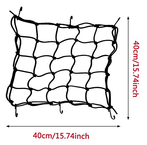 2 Piezas Red Elástica (40 * 40cm) +1 Piezas Cuerda de Equipaje (60cm), Annhao Vendaje Cuerda Red Elástica Casco de Motocicleta Red Equipaje Cuerda Equipaje (Negro)