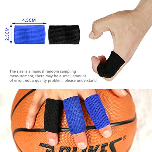 20 piezas Mangas para los dedos Elásticos Protectores de compresión para la artritis Banda elástica transpirable para montañismo, Correr, Baloncesto, Voleibol, Ciclismo(10 Azul,10 Negro)