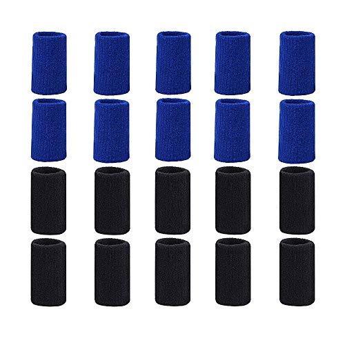 20 piezas Mangas para los dedos Elásticos Protectores de compresión para la artritis Banda elástica transpirable para montañismo, Correr, Baloncesto, Voleibol, Ciclismo(10 Azul,10 Negro)