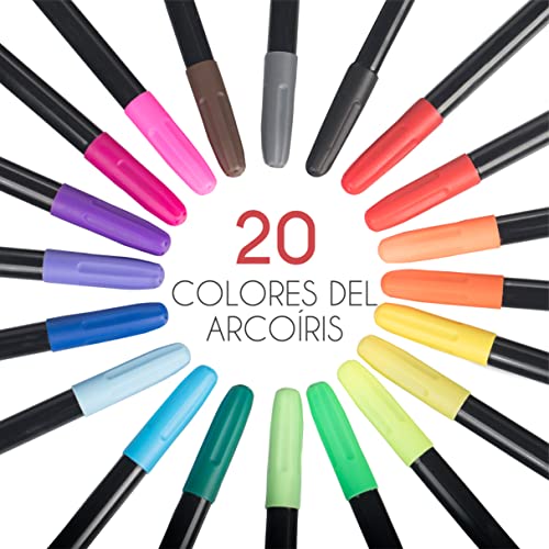 20 Rotuladores para Tela Zenacolor - Tinte Ropa No Tóxica y Indeleble, Rotulador Permanente con Punta Fina - Perfecto para Camisetas Blancas, Bolsas, Tote Bag y Otros Tejidos.