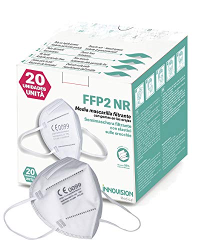 20 x Mascarilla FFP2 CE0099 Innovision Medical Mascarillas FFP2, Pack 20 Unidades Homologada