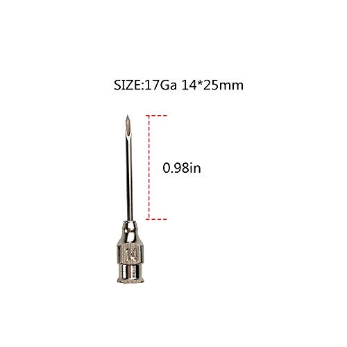 20Pack-Agujas de jeringa,Aguja de inyección de acero inoxidable, aguja de inyección industrial, agujas de dispensación 17Ga (14×25-20Pack)