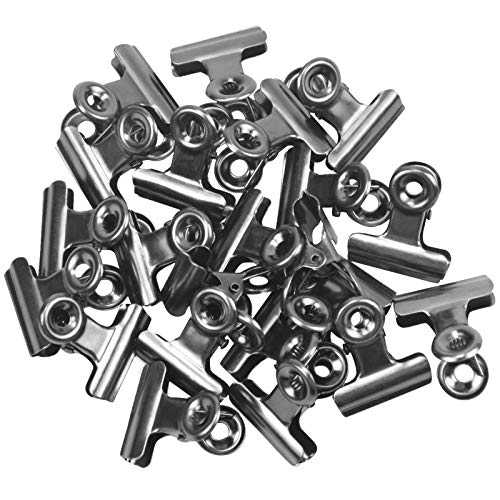 20Pz Bulldog Clips, Pinzas Metalicas para Etiquetas, Clips Multiusos de Bisagra para Oficina Papeleria Fotos