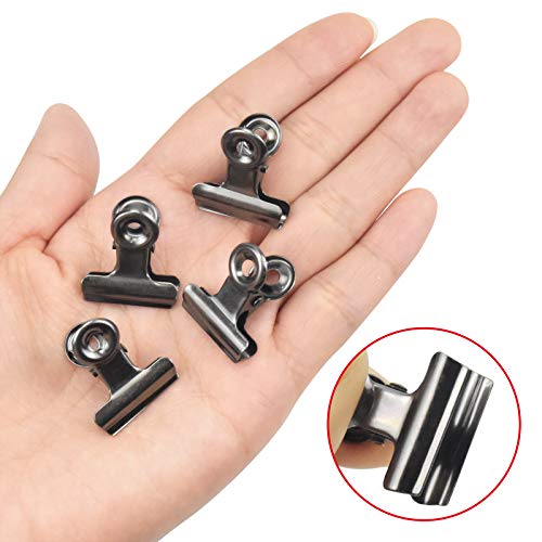 20Pz Bulldog Clips, Pinzas Metalicas para Etiquetas, Clips Multiusos de Bisagra para Oficina Papeleria Fotos