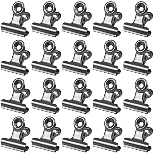 20Pz Bulldog Clips, Pinzas Metalicas para Etiquetas, Clips Multiusos de Bisagra para Oficina Papeleria Fotos