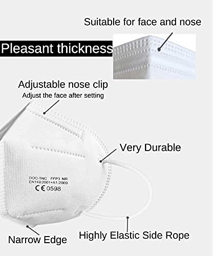 20x Mascarillas FFP3 certificada, empaquetada individualmente,sin válvula,EN149:2001+A1:2009,la clase de protección más alta,máscara antipolvo plegable,para protección de la boca y la nariz