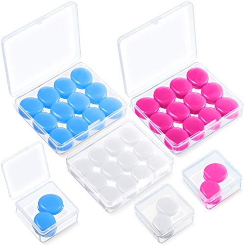 21 Pares Tapones de Oídos de Dormir Tapones de Oídos de Silicona Moldeables Reutilizables Tapones Auditivos de Cancelación Ruido Bloqueo Sonido con Caja 32dB NRR (Blanco, Azul, Rojo Rosa)