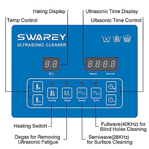 2.5L Limpiador Ultrasónico Profesional 100W 40KHz Máquina de Ultrasonido Temporizador & Calentador para Gafas, Relojes, Joyas, Dentaduras Postizas,Accesorio industrial etc.