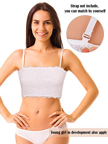 3 Piezas de Tubo de Encaje Floral de Mujeres Banda Sujetador sin Tirantes Envoltura de Pecho Estirable sin Costura (Conjunto de Colores 1, Talla XL)