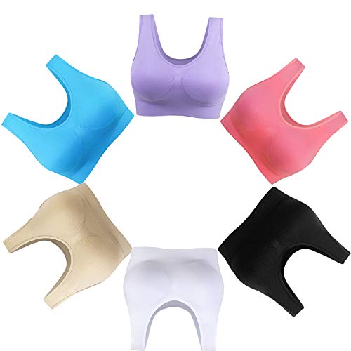 3 Piezas Sujetador Deportivo para Mujeres Sin Costuras Yoga Racerback Top con Almohadillas Extraíbles Ultimate Corriendo Gimnasio Ropa (5XL, 6 Piezas)