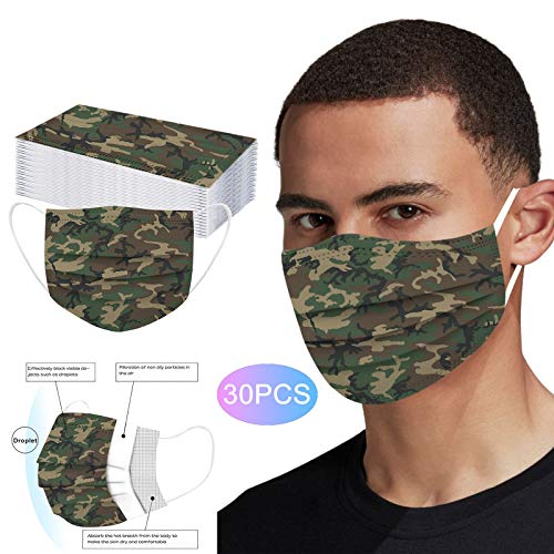 30 Piezas Adultos Camuflaje Desechable_Mascarillas Para Mujeres y Hombres Para Deportes Al Aire Libre (Color-04)